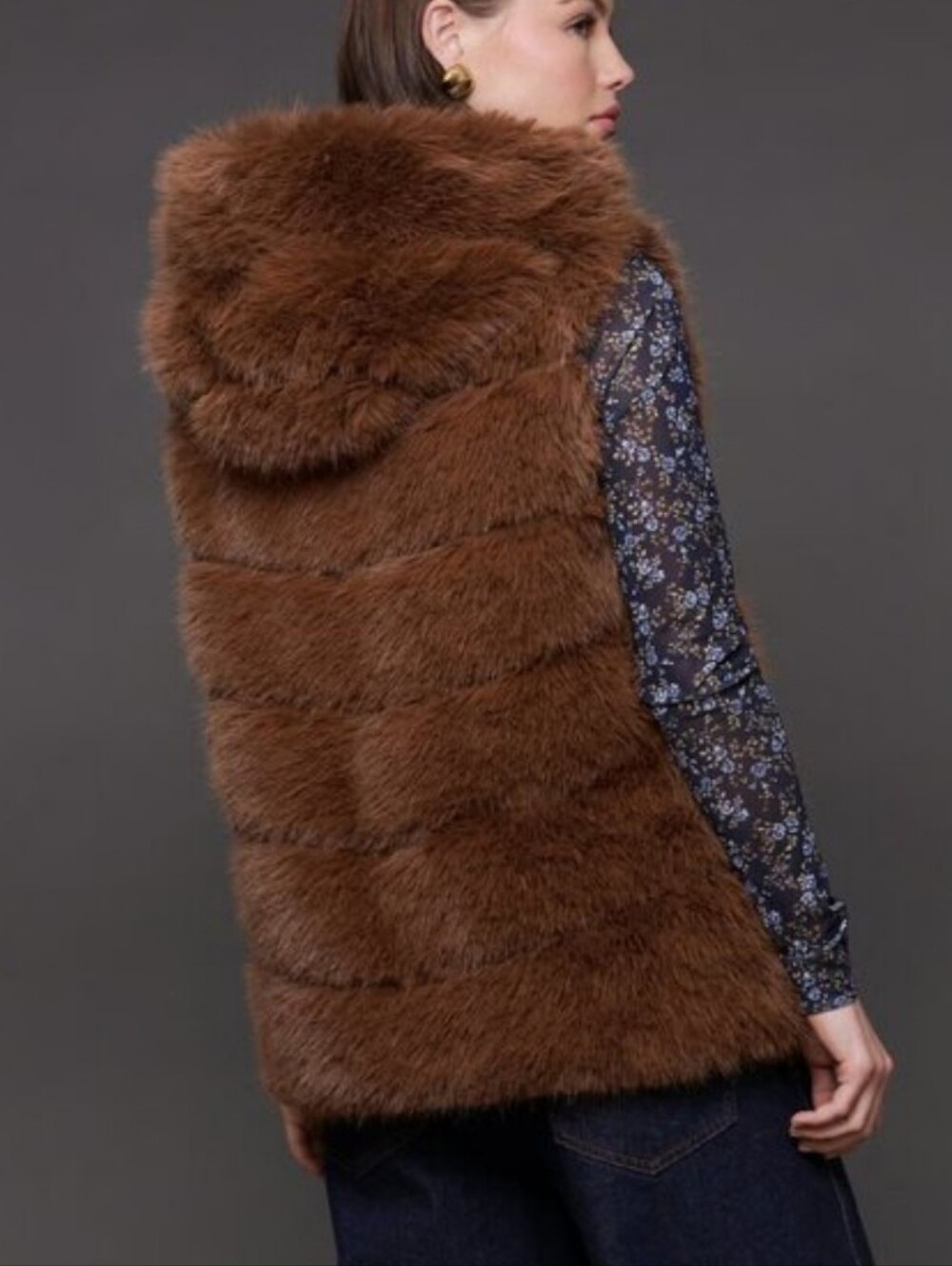 Avec Les Filles Faux Fur Leather Lined Vest M NWT - Picture 4 of 4